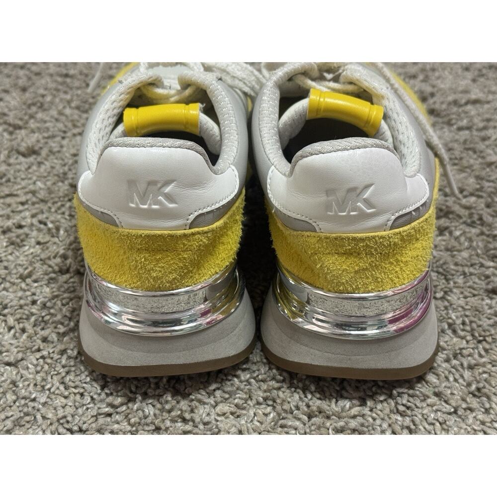 MICHAEL KORS Nova Colorblock Leather Trainer Sneaker Shoes Yellow White 6M - Picture 6 of 10